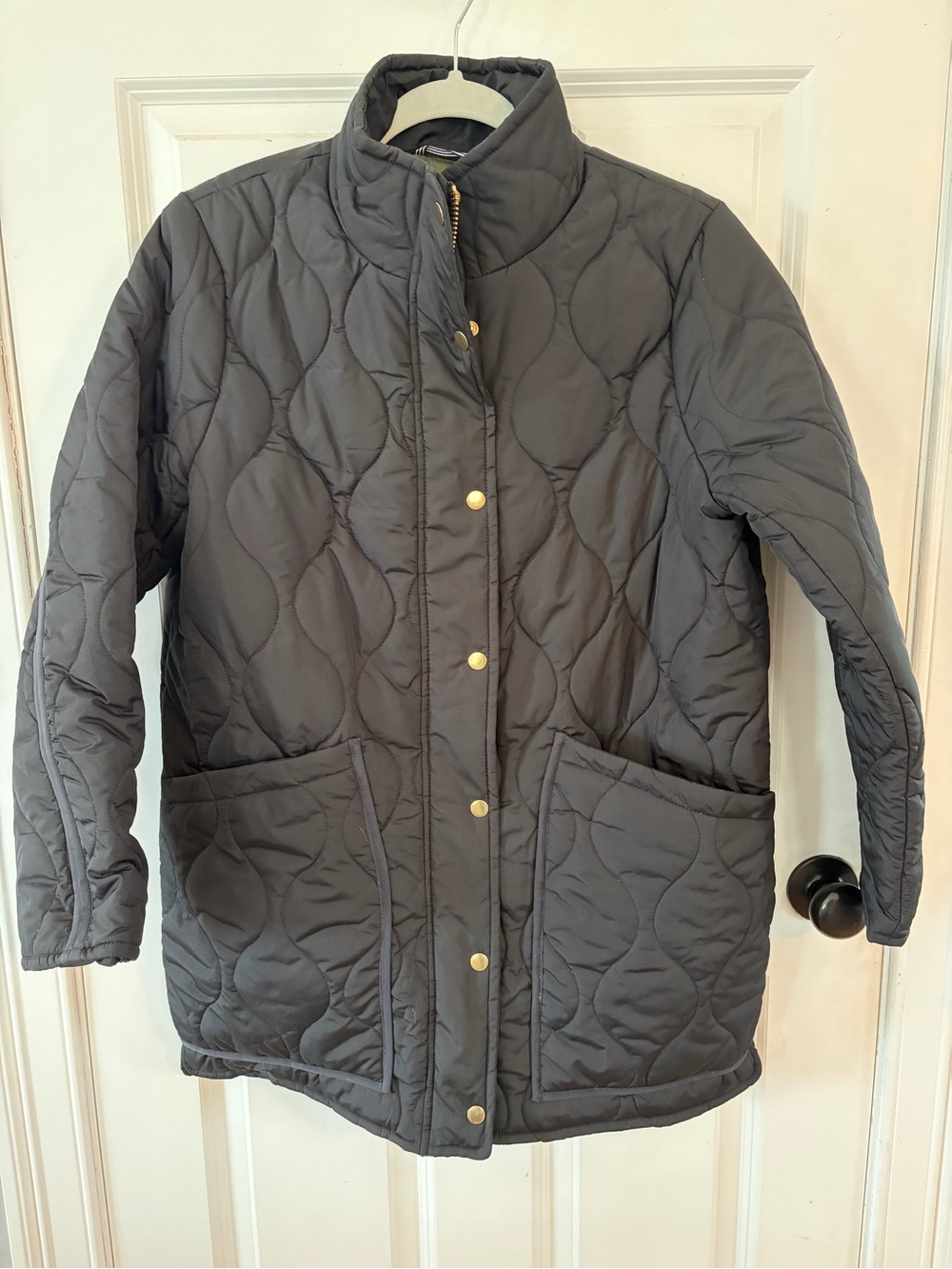 J. Crew Quilted Pea Coat in Charcoal Gray